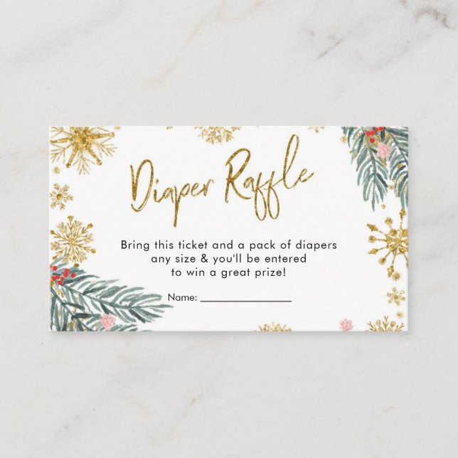 Rosa Sleigh Oh What Roligt Winter Diaper Raffle Tilläggskort (Framsida)