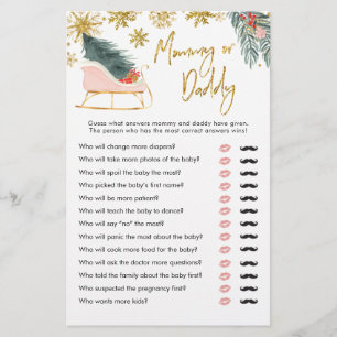 Rosa Sleigh Winter Baby Shower Mamma eller pappa
