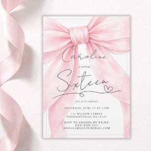🎀 Rosa Slinga 1-års Födelsedagsinbjudan 💕 Inbjudningar