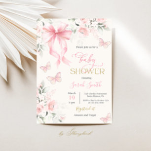 Rosa slinga Baby Shower Flicka Inbjudningar