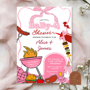 Rosa slinga Backyard BabyQ Baby Shower Inbjudningar