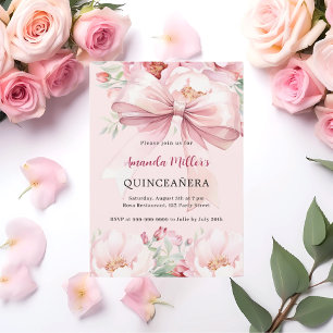 Rosa slinga blommor Quinceanera Inbjudningar