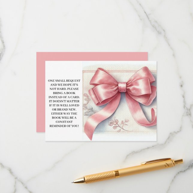 Rosa slinga Coquette Baby shower Böcker för bebis Tilläggskort (Fram/Back In Situ)