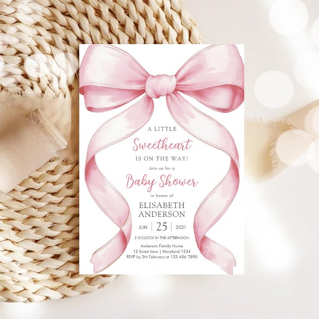 Rosa slinga Coquette Baby Shower-inbjudan Inbjudningar (Skapare uppladdad)