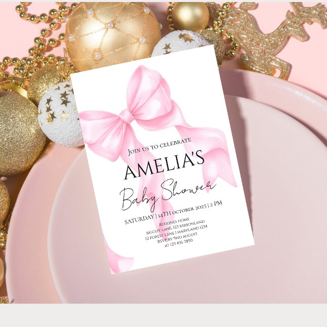 Rosa slinga Coquette Baby Shower Välkomsthälsning Inbjudningar (Skapare uppladdad)