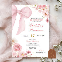 Rosa slinga coquette blomsterformad Quinceanera Inbjudningar