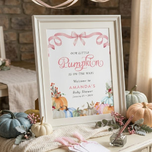 Rosa slinga Coquette En liten pumpa bebis shower Poster