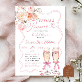 Rosa slinga Coquette kronblad och Prosecco Inbjudningar