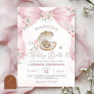 Rosa slinga Coquette Shell Bröllopsdusch Inbjudan