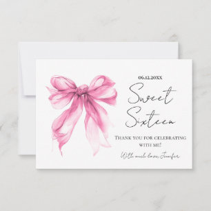 Rosa slinga Coquette skrivstil Sweet 16 Tack Kort