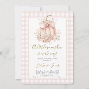 Rosa slinga En liten pumpa Baby Shower flicka Inbjudningar