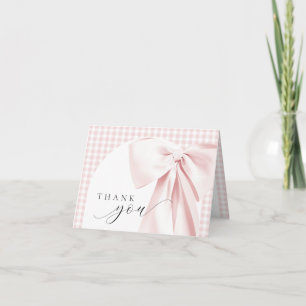 Rosa slinga Gingham Baby Shower Tacksamhetskort Tack Kort