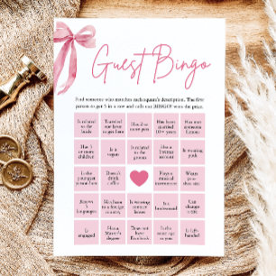 Rosa slinga Hitta gästbingo Bröllopsdusch spel Inbjudningar