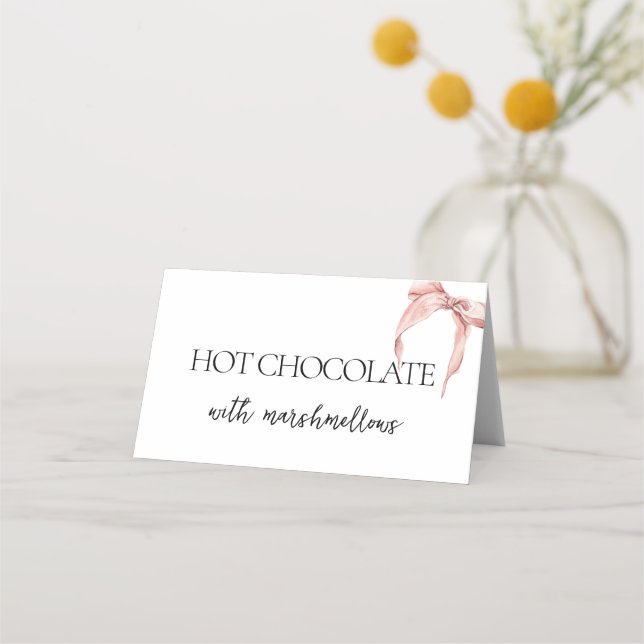 Rosa slinga Hon knyter knuten Bröllopsdusch Placeringskort (Framsida)