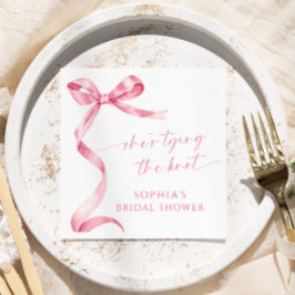 Rosa slinga Hon knyter knuten Bröllopsfest Pappersservett