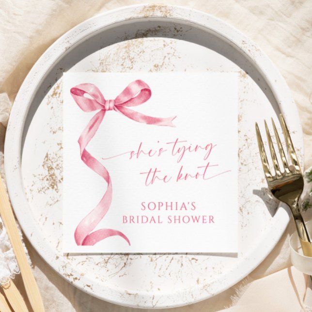 Rosa slinga Hon knyter knuten Bröllopsfest Pappersservett (Skapare uppladdad)