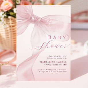 Rosa slinga i akvarell för baby shower inbjudningar