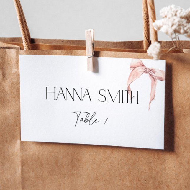 Rosa slinga Minimal Coquette Viket Namnkort Placeringskort (Skapare uppladdad)