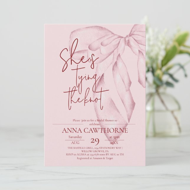 Rosa slinga ⎮Modern elegant bröllopsdusch Inbjudningar (Stående Fram)