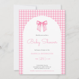 Rosa slinga och Gingham Baby Shower-inbjudan Inbjudningar
