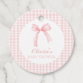 Rosa slinga och gingham snygg baby shower gåvor etiketter