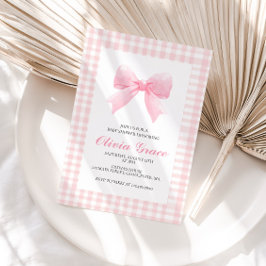 Rosa slinga och gingham snygg baby shower inbjudningar