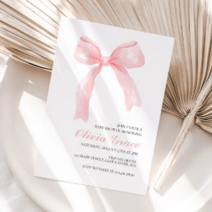 Rosa slinga och gingham snygg baby shower inbjudningar