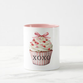 Rosa slinga röda hjärtan Cupcake födelsedag Mugg