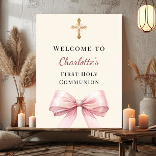 Rosa slinga rosé elfenben Första heliga kommunion Poster