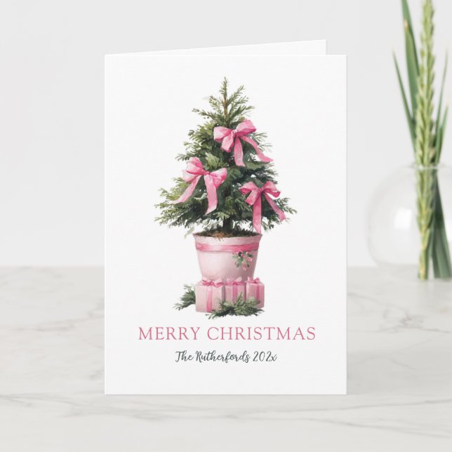 Rosa slingar Träd God Jul-kort Helgkort (Framsida)