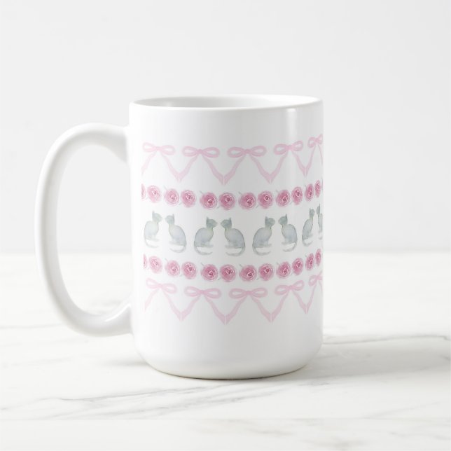 Rosa slingor och grå kattungar kaffemugg (Vänster)