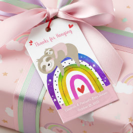 Rosa Sloth Boho Rainbow Girl Baby Shower Cute Bold Presentetikett