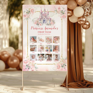 Rosa slott prinsessa första året fotokollage Post Poster