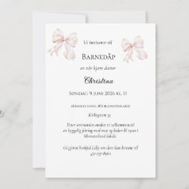 Rosa Sløyfe Dopinvitation Inbjudningar