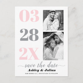  rosa, slutlig grått två foto Spara datum Vykort