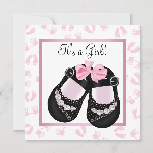 Rosa små barnshänder och fötter Baby Shower Inbjudningar (Framsida)