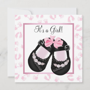 Rosa små barnshänder och fötter Baby Shower Inbjudningar