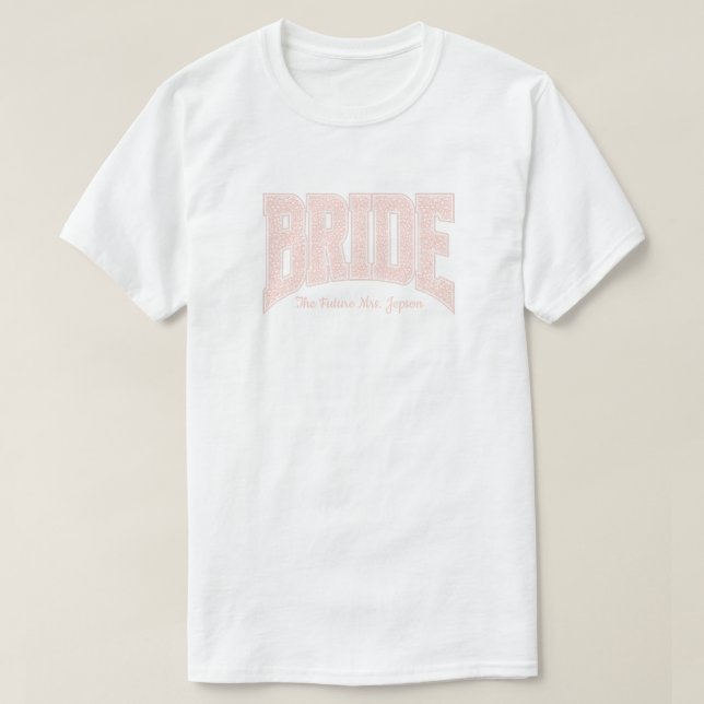 Rosa Små Blommiga BRUD Förlovning  T Shirt (Design framsida)