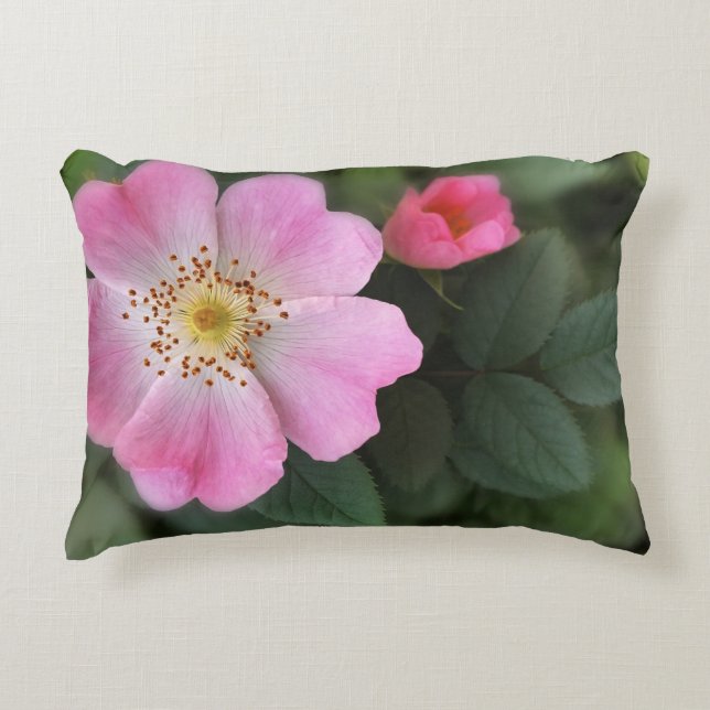 rosa små blommor prydnadskudde (Framsidan)