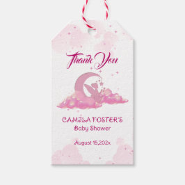 Rosa småälva baby shower presentetikett