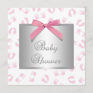 Rosa småbarnshänder fötter babyflicka shower inbjudningar