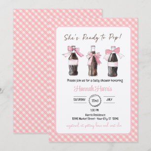 Rosa småbarnstjej läsk redo att POP baby shower Inbjudningar