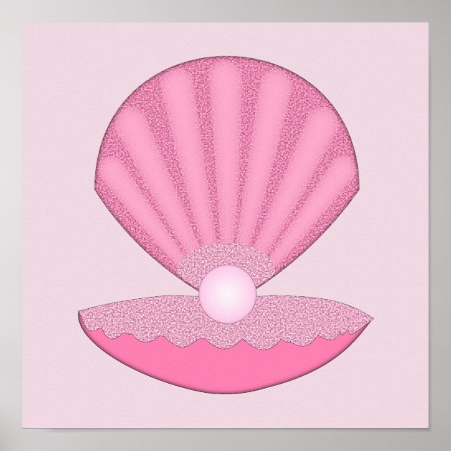 Rosa småflicka Oyster skal och Pärl Poster (Framsidan)