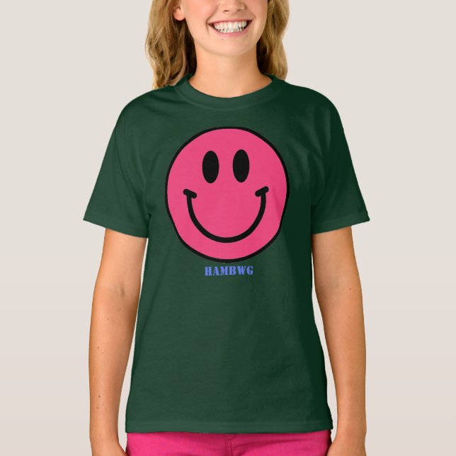 Rosa Smile Ansikte Emoji T-Shirt HAMbyWG (Framsida)