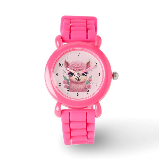 Rosa Smiling Baby Lama Armbandsur (Framsida)