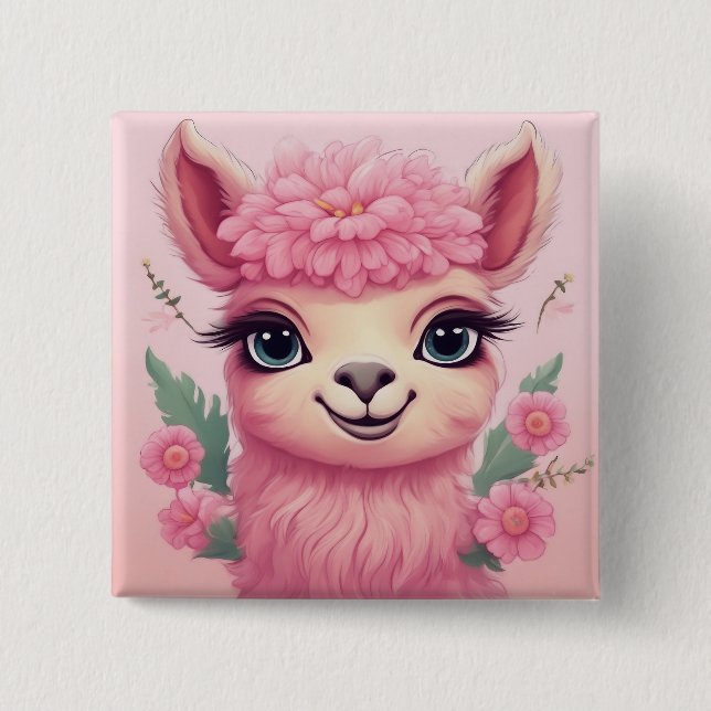 Rosa Smiling Baby Lama Knapp (Framsida)