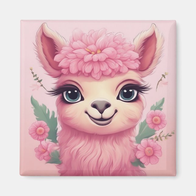 Rosa Smiling Baby Lama Magnet (Framsidan)
