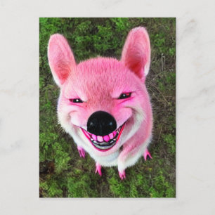 Rosa Smiling Hund Vykort