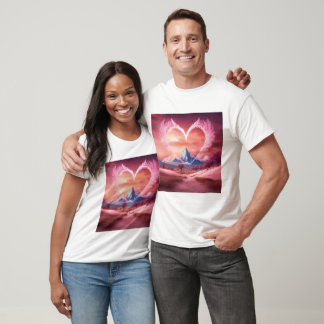 Rosa Smoky Heart med Vingar Amidst White Desert T Shirt