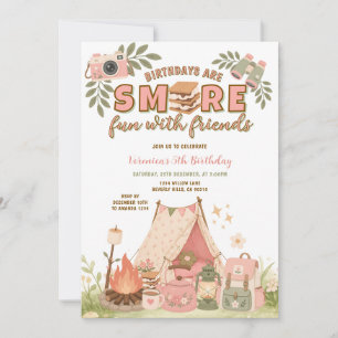 Rosa Smore Kul Med Vänner Födelsedag Marshmallow Inbjudningar